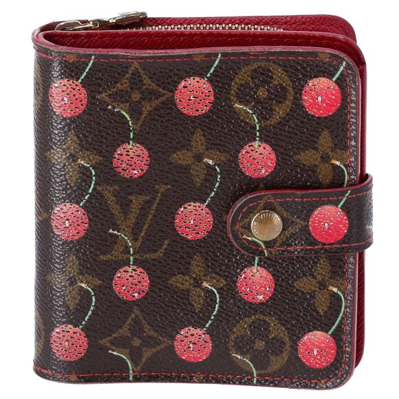 Louis Vuitton Compact Zip Bifold Wallet M95005 Monogram Cherry Canvas - Picture 1 of 7